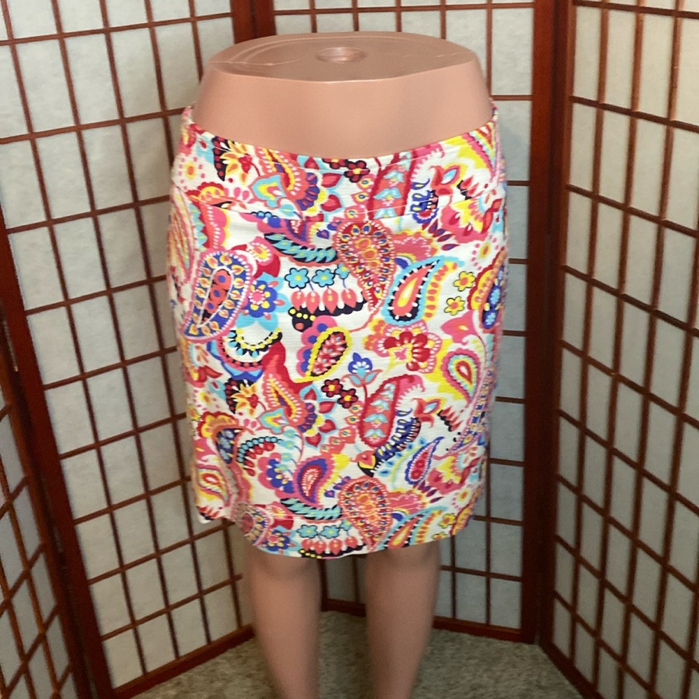 Talbots colorful skirt size 8 zip in back